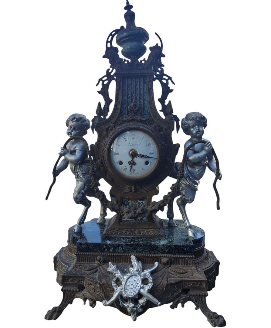 イタリア インペリアル Imperial製 大理石 置時計 高級 天使