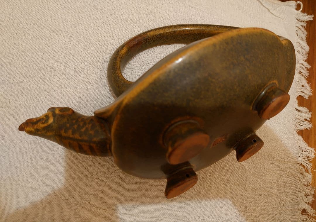 薩摩焼 壽官陶苑 亀型 酒器 蕎麦釉 ヴィンテージ