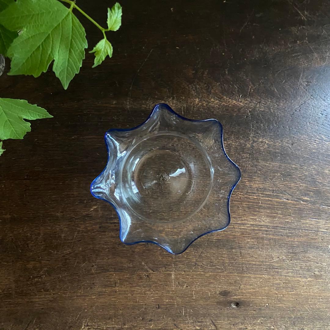 大正ガラス　金魚鉢　古い硝子　アンティーク　吹きガラス　レトロ　めだか