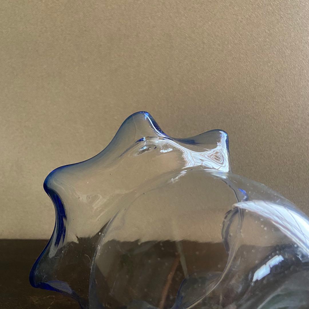 大正ガラス　金魚鉢　古い硝子　アンティーク　吹きガラス　レトロ　めだか