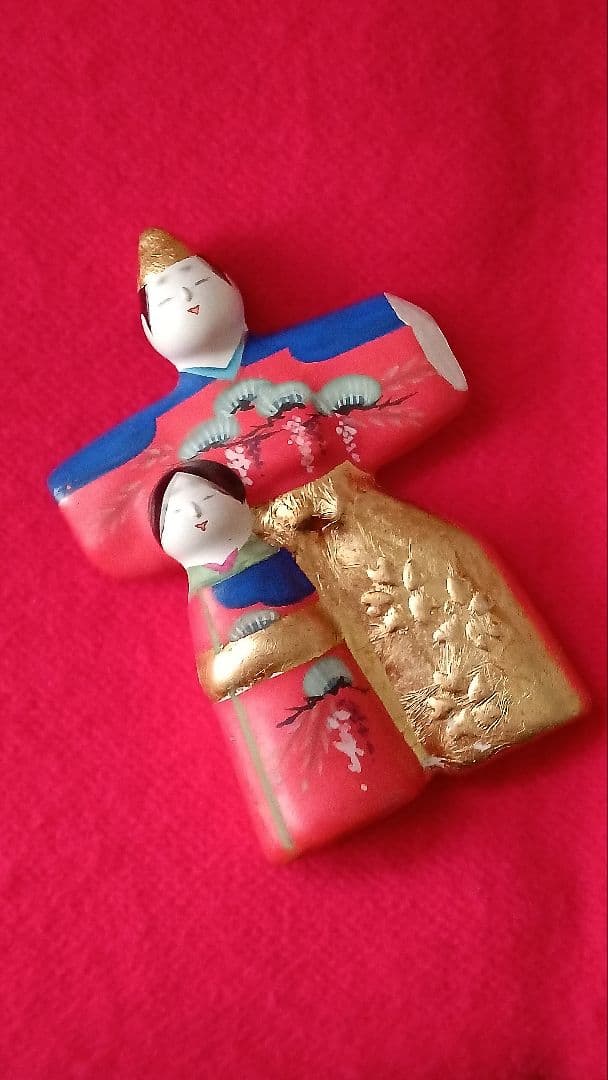 三越製　稚児御所人形　雛持　手書きの宝尽くしのお着物　立雛を持って　雛祭り