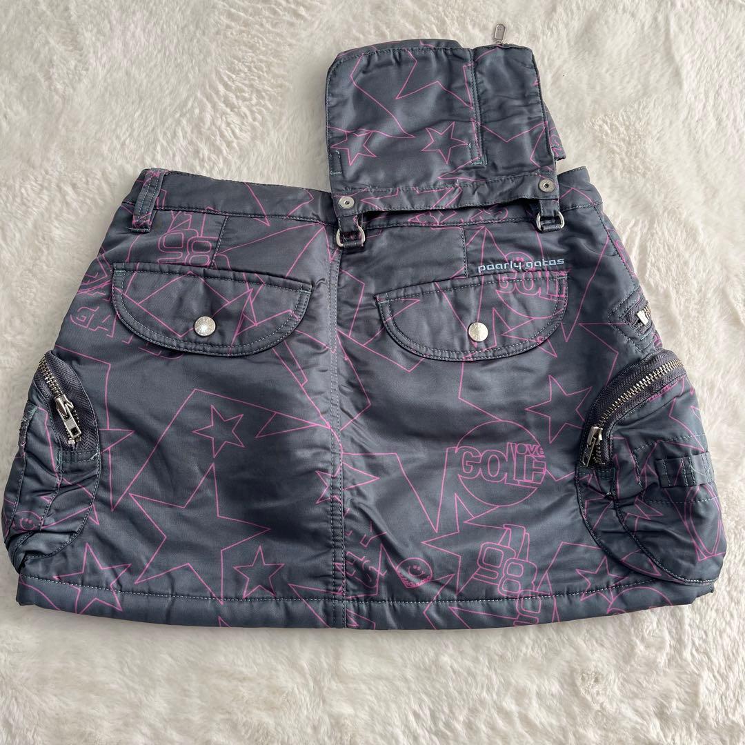 パーリーゲイツ ゴルフ ポーチ付き中綿スカート ロゴワッペン 星柄 スマイル 1