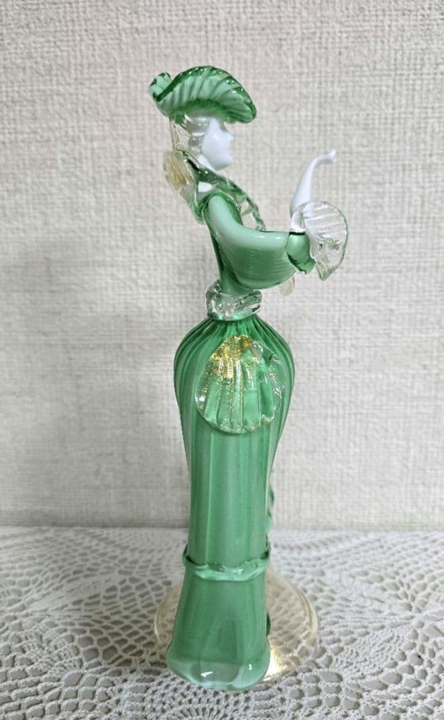 ベネチアングラス 人形 Murano グリーン