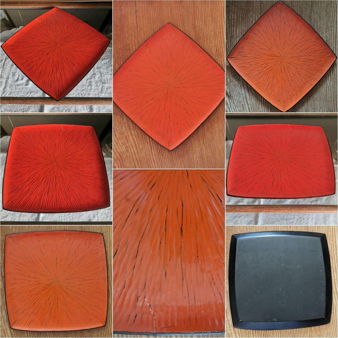 ヴィンテージ 28㎝大型這児人形 博多加賀はいこ 赤に金糸 骨董 朱漆塗り盆台付