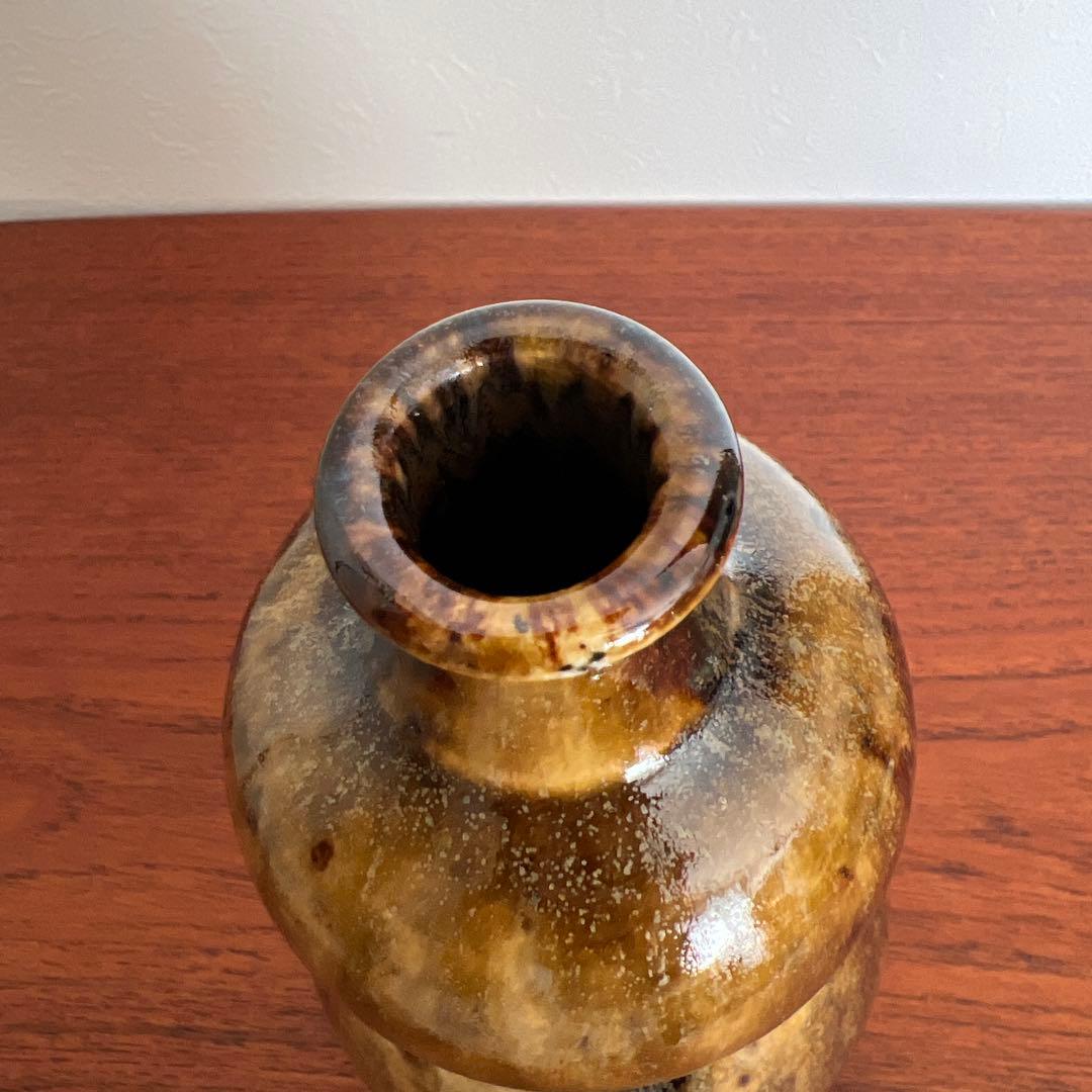 【希少】瀬戸本業窯 水野半次郎作 鉄釉瓢形壺 民藝