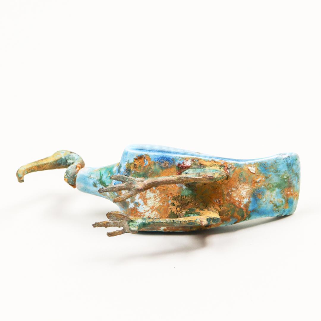 エジプト トキ アミュレット 銅と陶器 置物