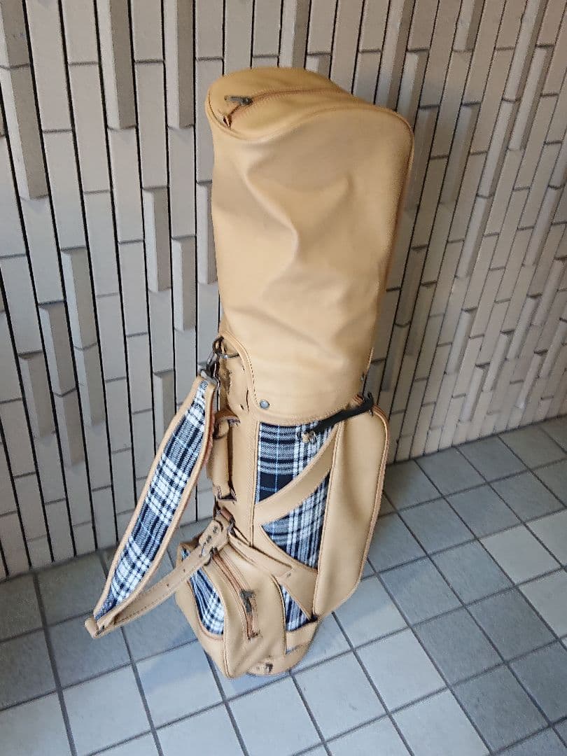 希少 USA キャディバッグ ベージュ チェック柄