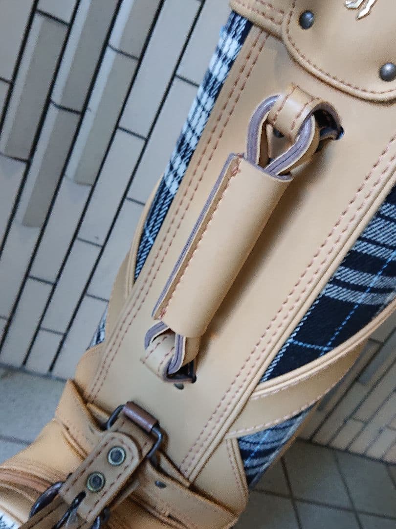 希少 USA キャディバッグ ベージュ チェック柄