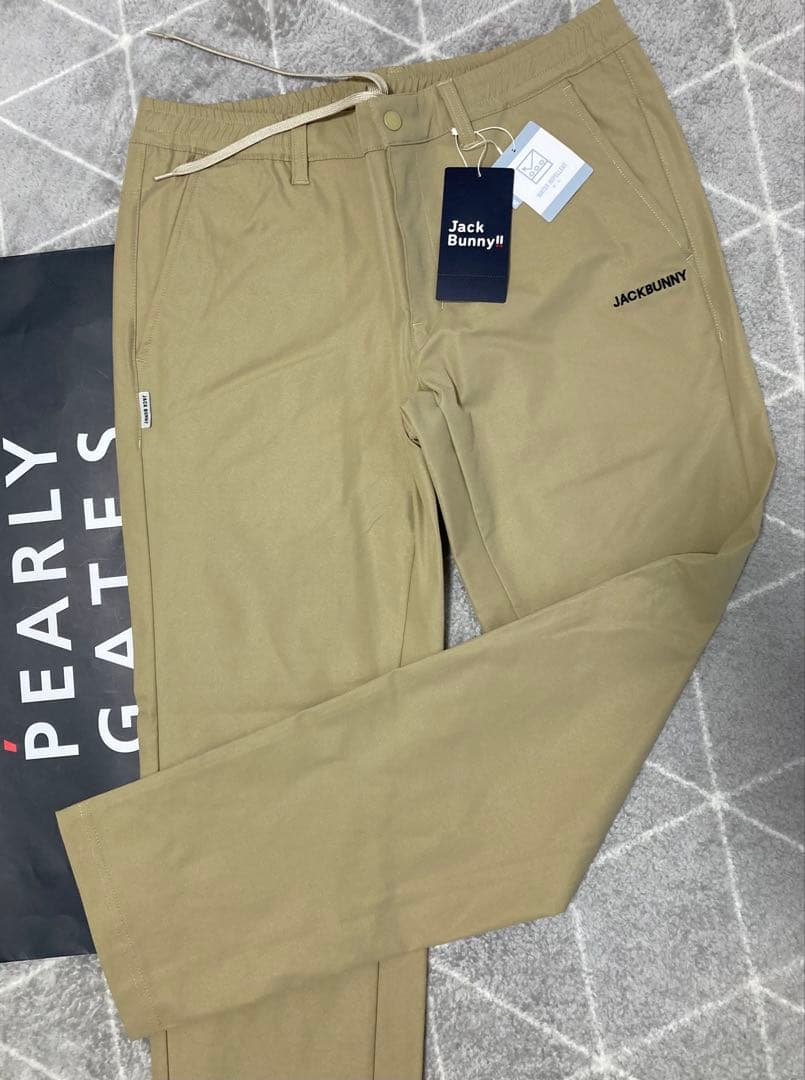 新品 パーリーゲイツ ジャックバニー ポリエステルツイルパンツ(5)L/ベージュ