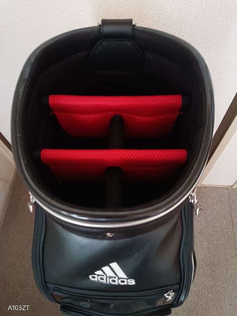 Addidasメンズキャディバッグブラック/レッド フードカバー/ベルト付き