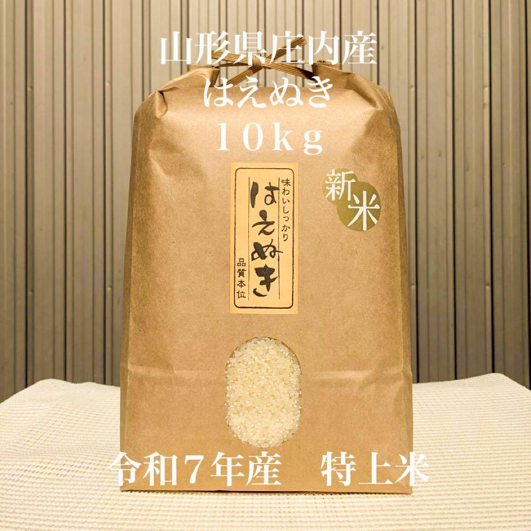 農家直送！令和７年産　はえぬき　山形県庄内産　白米１０ｋｇ