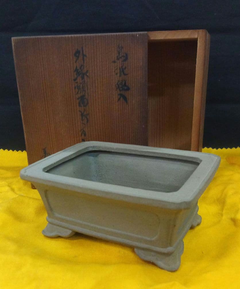 001.【寿悦】ミニ盆栽鉢/植木鉢/木箱付き