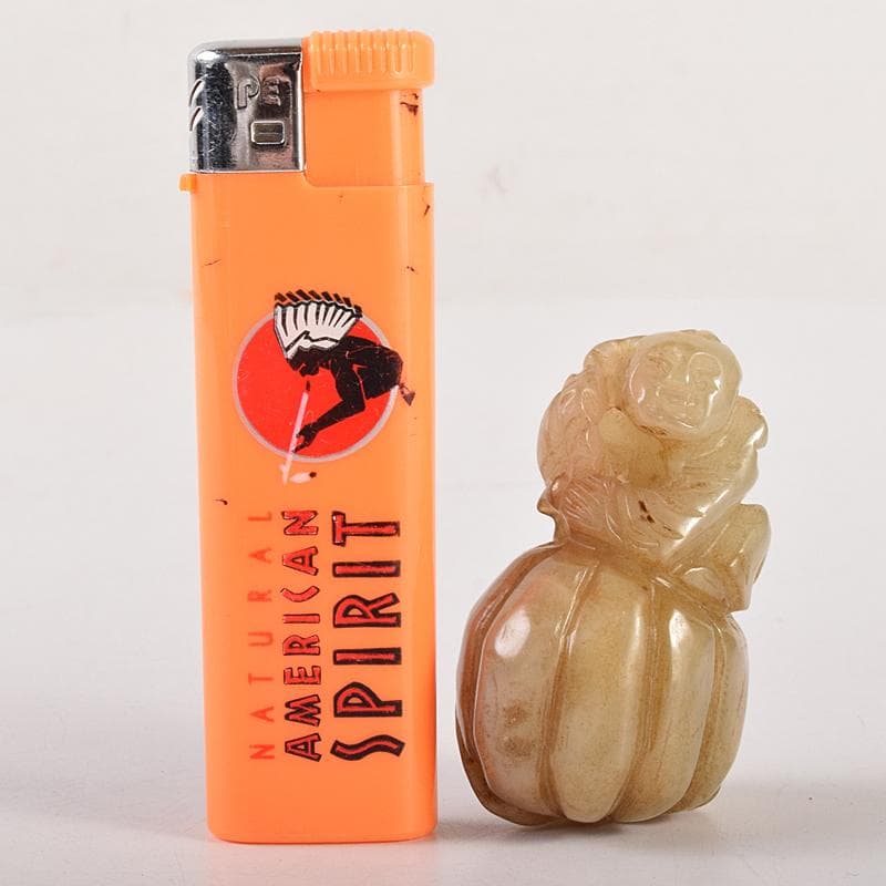 中国　玉石彫刻　寿老人　根付　C　7930E