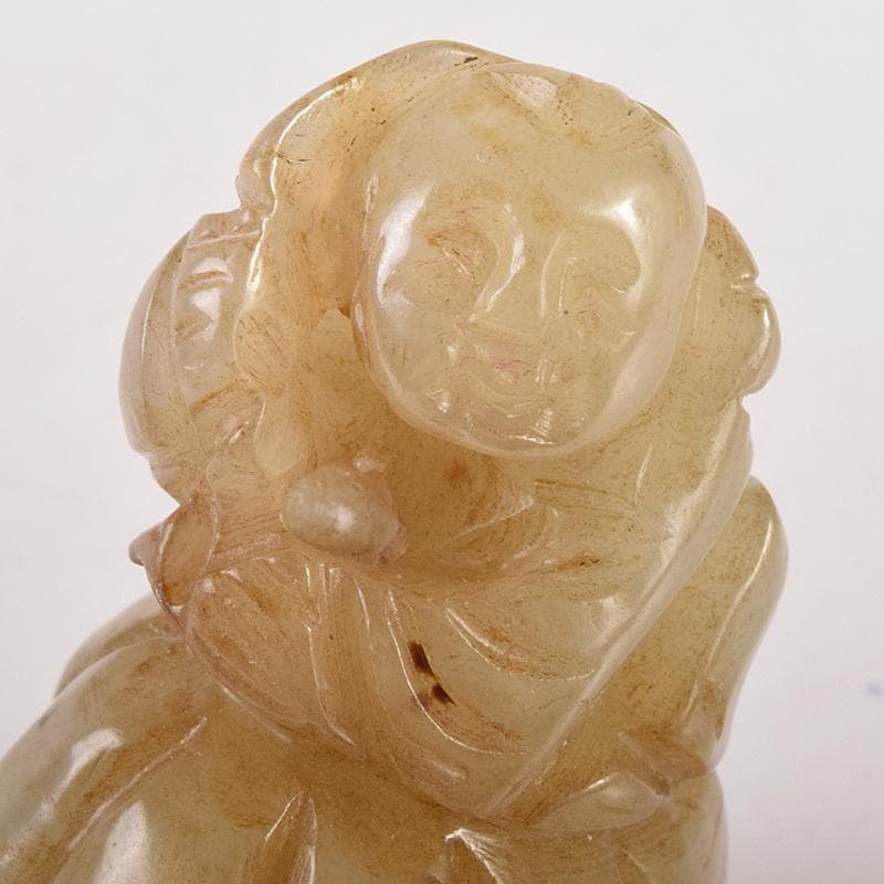 中国　玉石彫刻　寿老人　根付　C　7930E