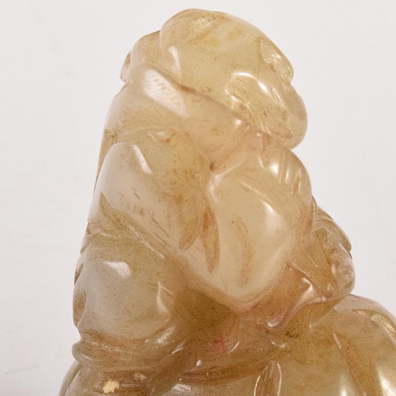 中国　玉石彫刻　寿老人　根付　C　7930E
