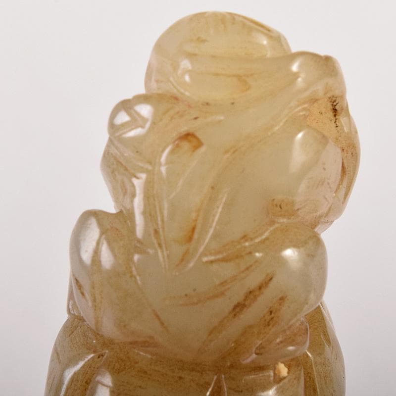 中国　玉石彫刻　寿老人　根付　C　7930E