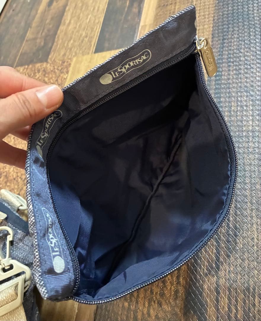 新品同　レスポートサック ボストンバッグ　デニムブルー×霜降りベージュ