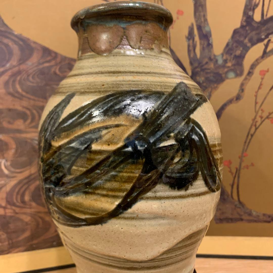 壺屋焼　笑魚　大海老　花瓶　金城次郎　アンティーク　117