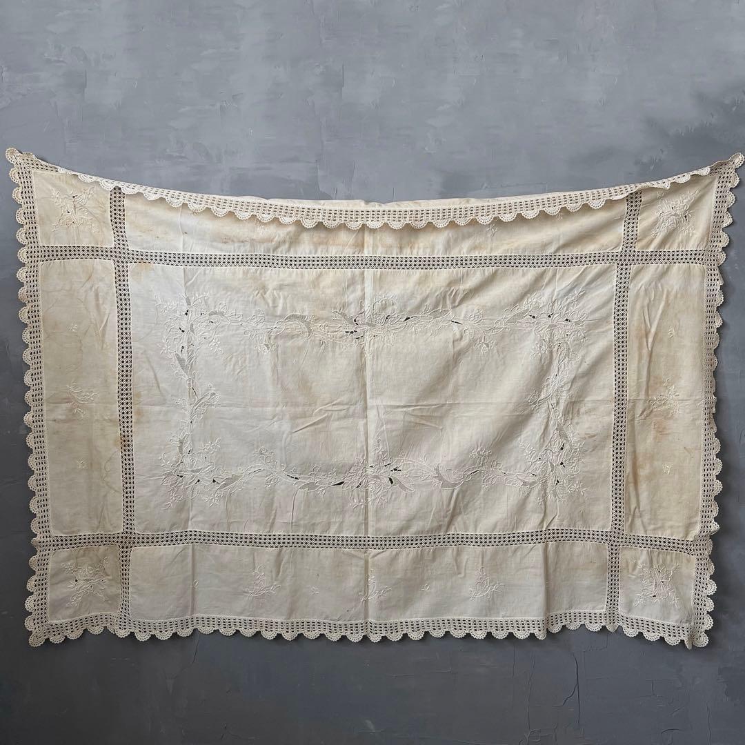 アンティークレース ドイリー 大型 テーブルクロス フランスアンティーク