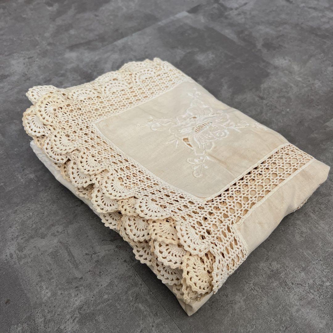 アンティークレース ドイリー 大型 テーブルクロス フランスアンティーク