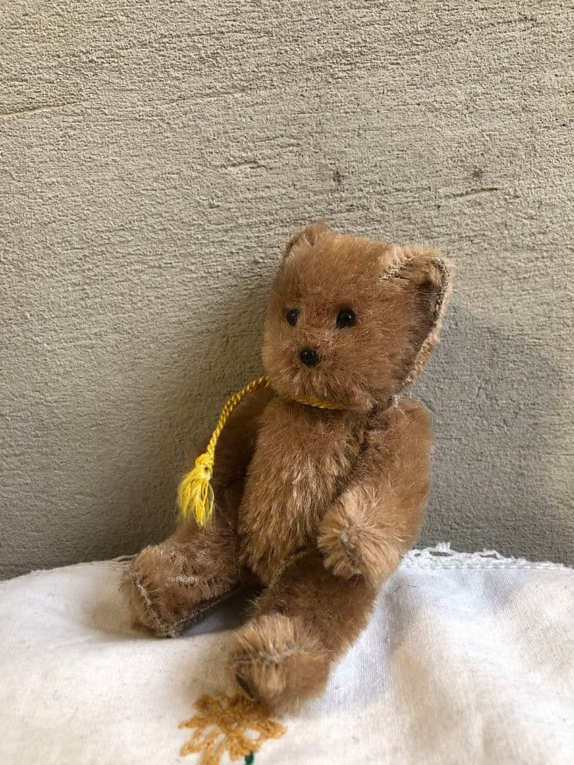 小さなテディベア 黄リボン アンティーク テディ