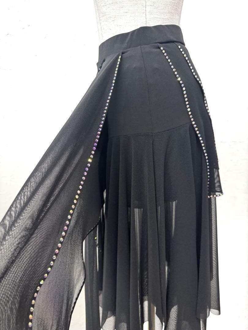 【ラテン】新品　ラインストーン　段々ラテンスカートr328