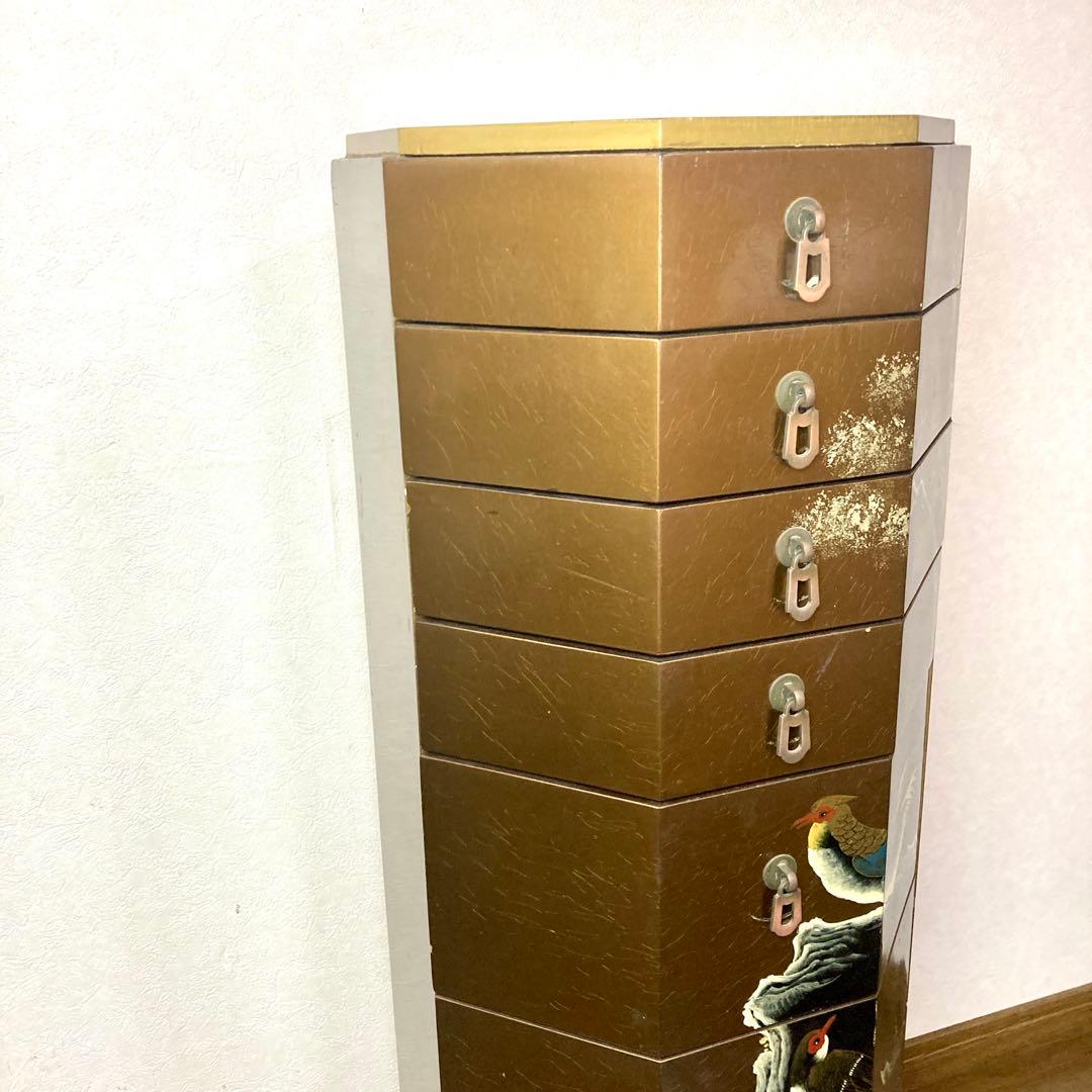 中国家具 八角型 8杯 引き出し 箪笥 チェスト 花台 高卓 飾り台