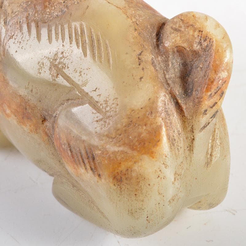 中国　玉石彫刻　犬　置物　V　R5558