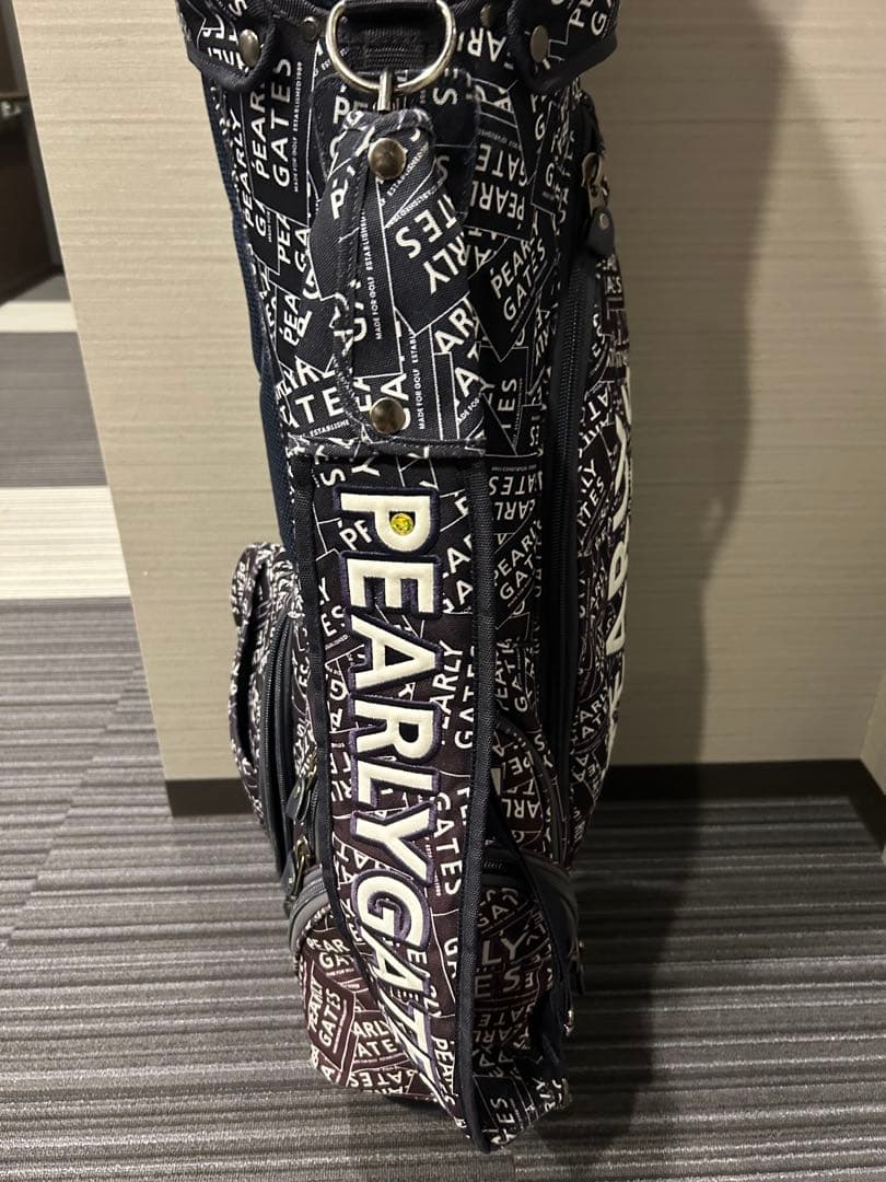 パーリーゲイツ☆自立-スタンド式キャディバッグ ☆紺×白ステッカー柄！