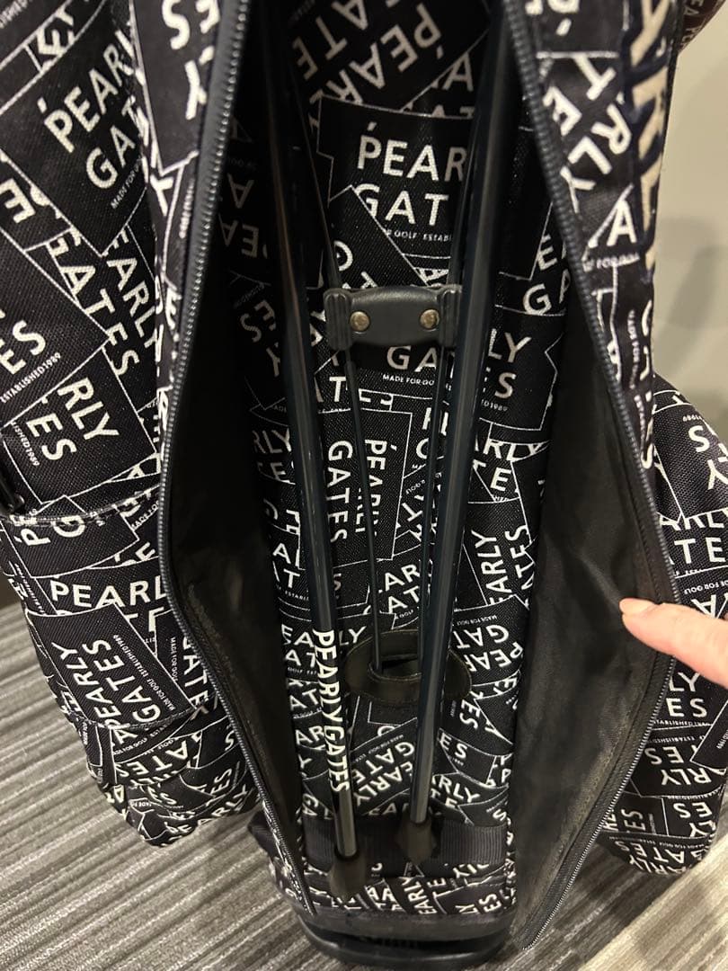 パーリーゲイツ☆自立-スタンド式キャディバッグ ☆紺×白ステッカー柄！