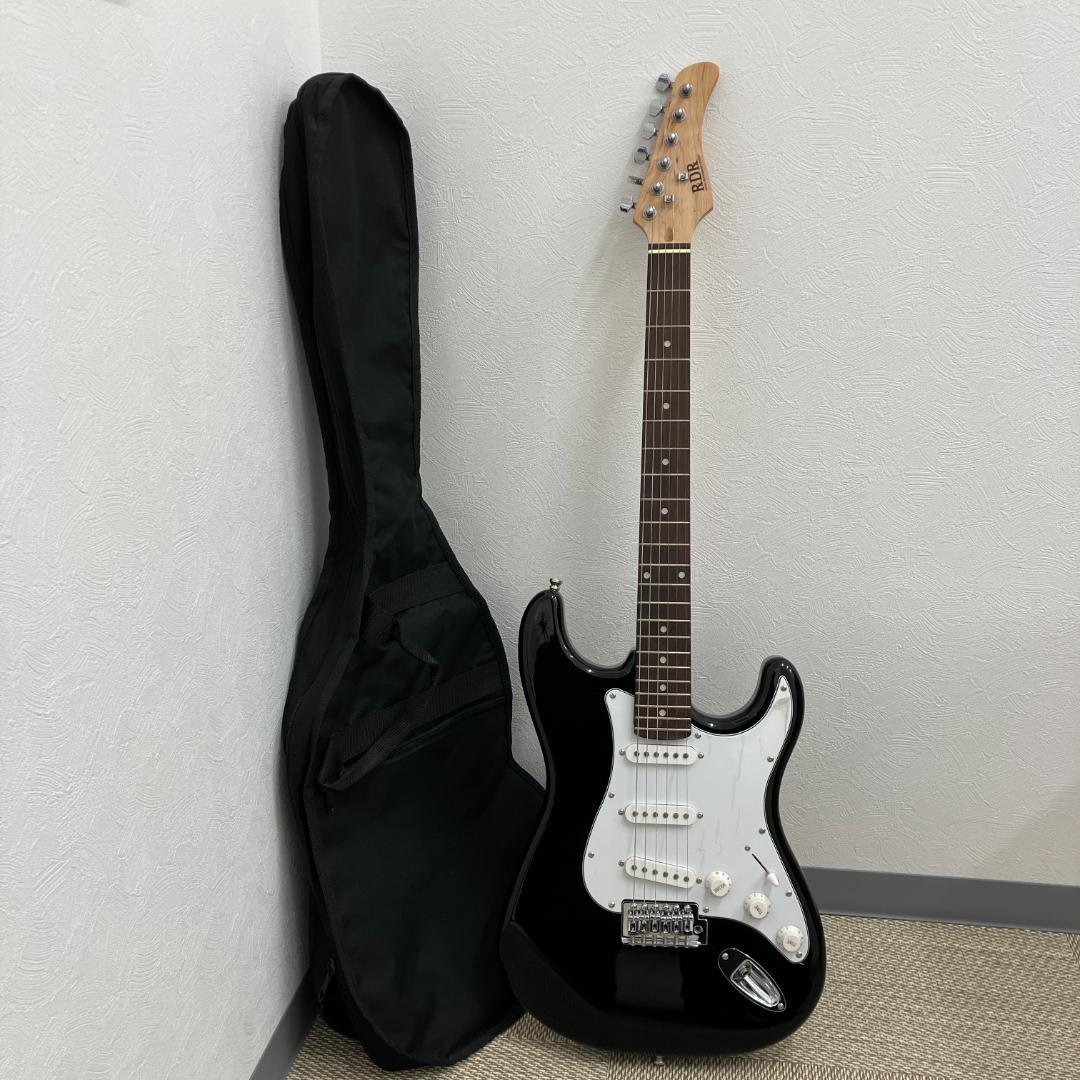 音出し確認済 RDR ストラトキャスタータイプ エレキギター 黒 ソフトカバー