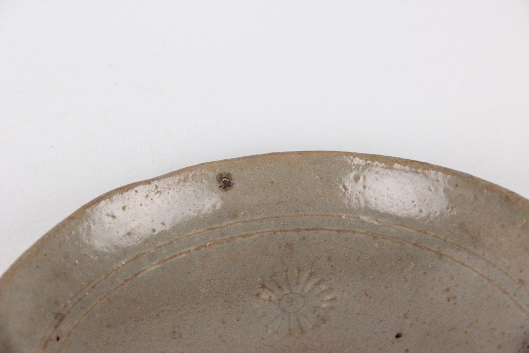 李朝初期 粉青 刻花碗 朝鮮古陶 高麗 茶碗 古美術 骨董 EL11-15