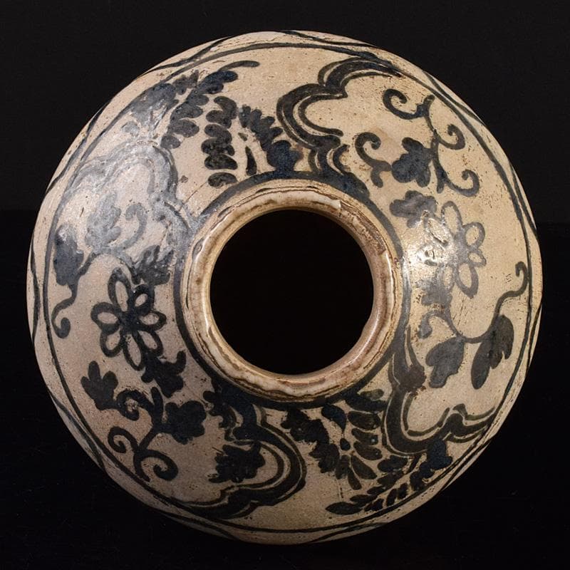 中国　磁州窯　鉄絵　花文壺　花瓶　C　6922