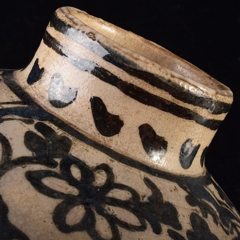 中国　磁州窯　鉄絵　花文壺　花瓶　C　6922