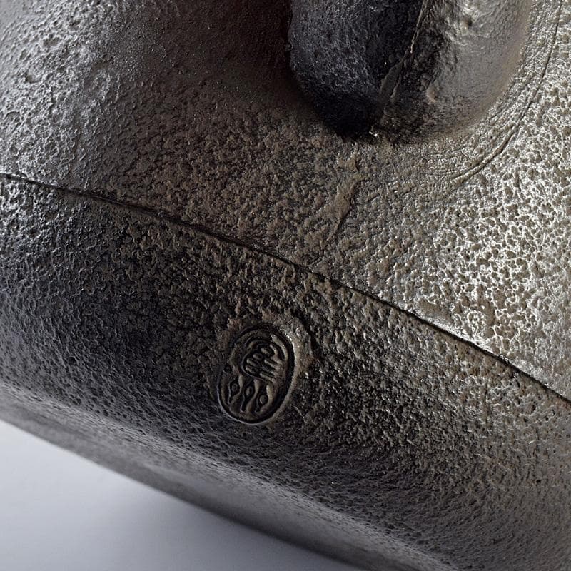 煎茶道具　南部鉄器　金澤雀州造　薄文　筒形　鉄瓶　鉄壷　D　R7746