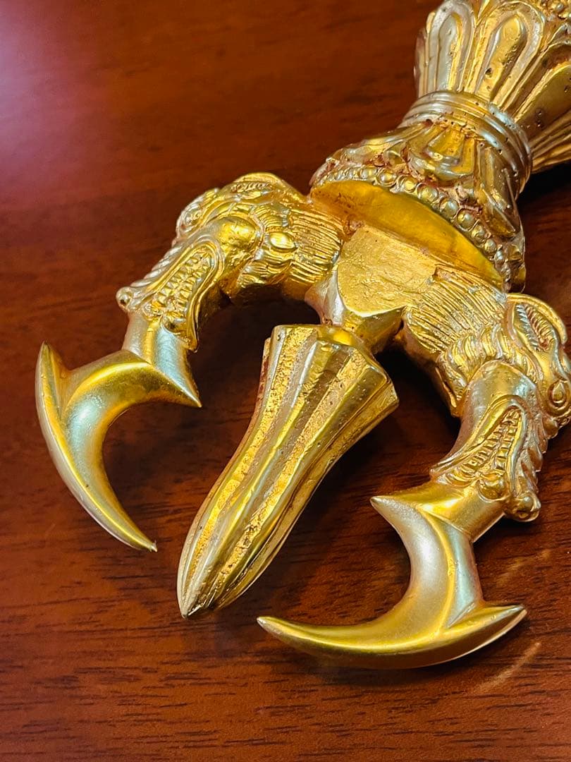 新品 未使用 法具 24金張 三鈷杵 ヴァジュラ 特大 サイズ約23㎝