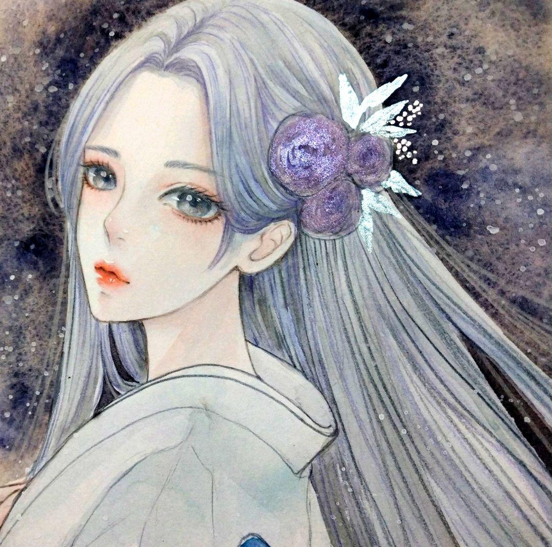 肉筆原画　手描きイラスト　26120　絵画　オリジナル　アナログ　水彩画