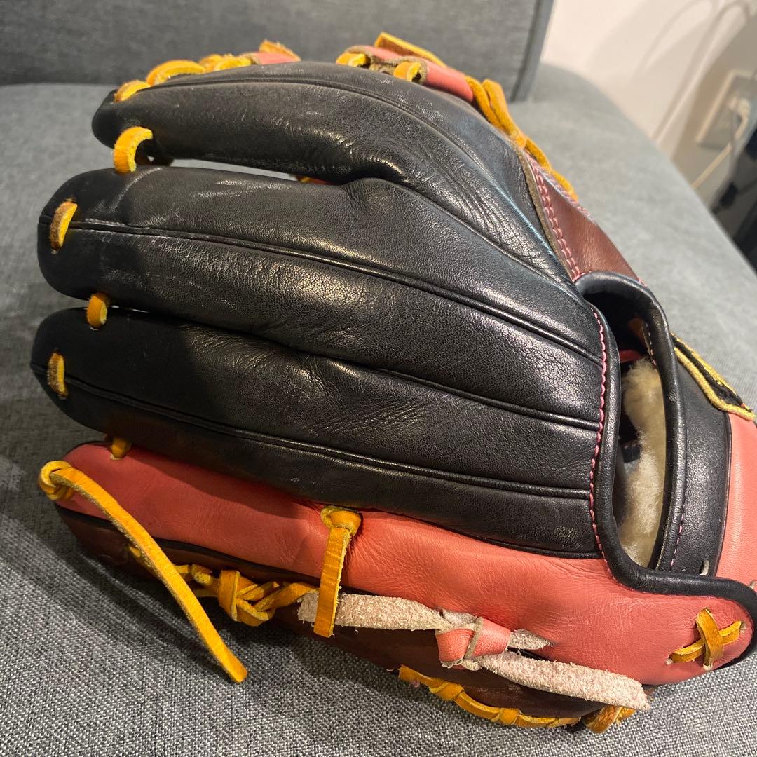 ETT 野球グローブ 黒/ピンク/黄