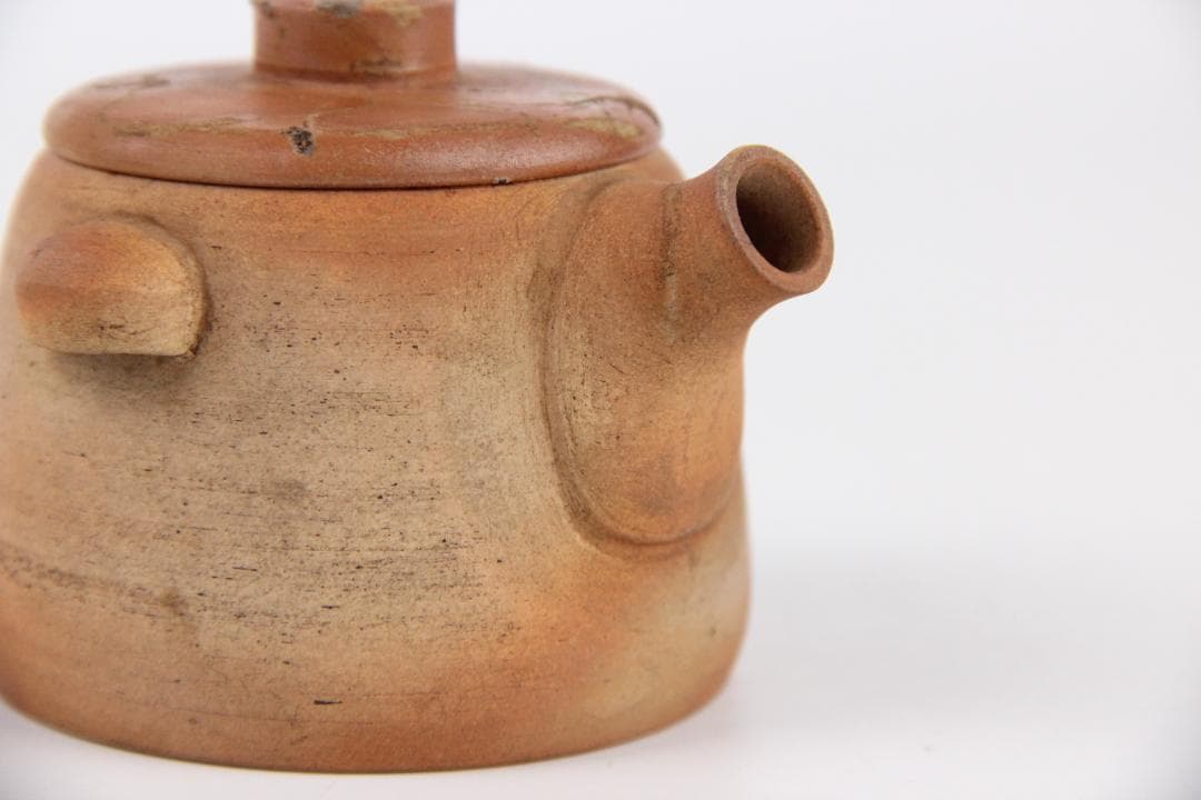 南山焼 柳仙造 朱泥焼締急須 宝瓶　手作り茶日本陶芸 煎茶道具 　EL11-18