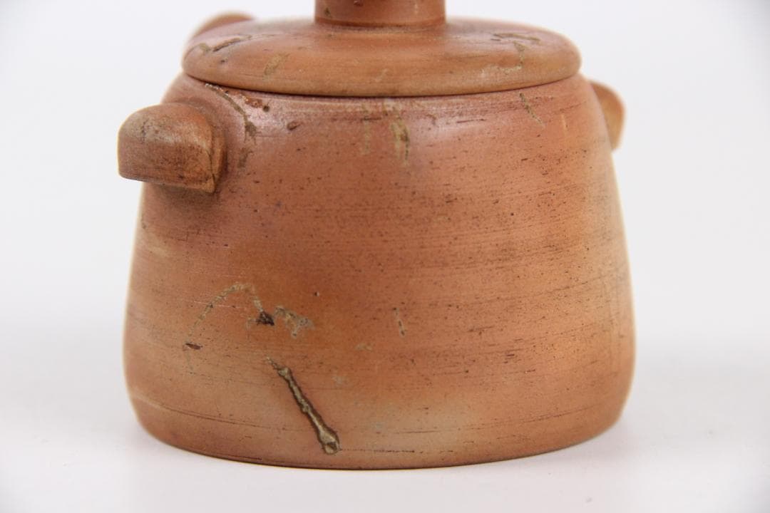 南山焼 柳仙造 朱泥焼締急須 宝瓶　手作り茶日本陶芸 煎茶道具 　EL11-18