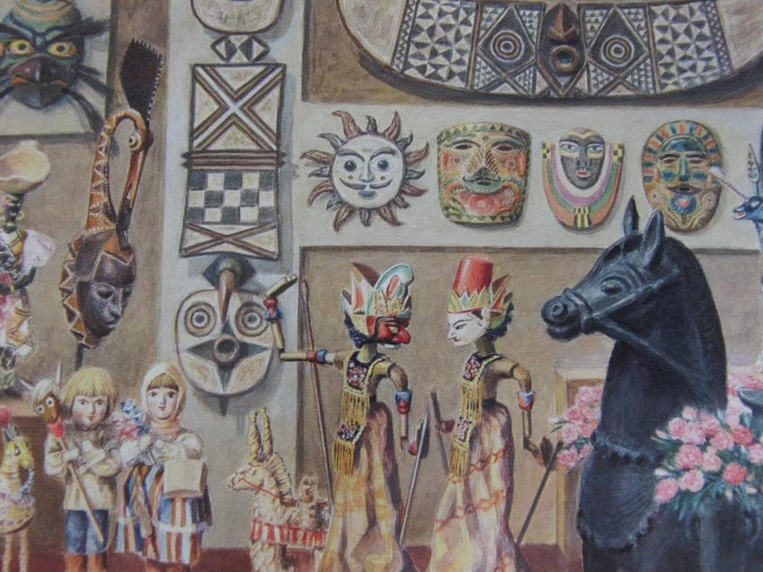 大和屋巌、【アトリエの仲間たち】、希少な額装用画集より