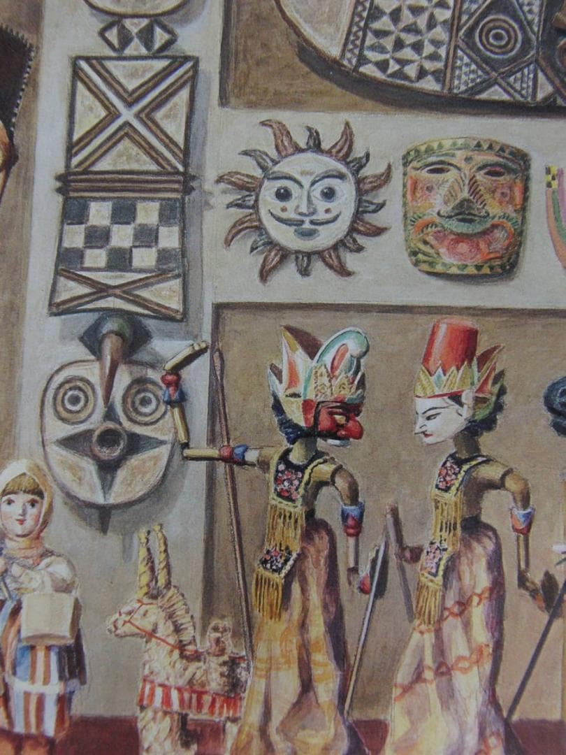 大和屋巌、【アトリエの仲間たち】、希少な額装用画集より