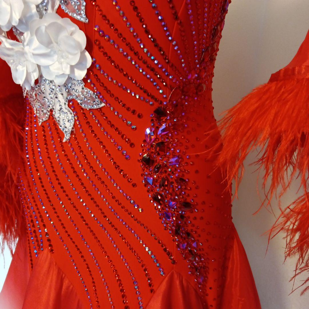 専用✨️豪華オーダー✨️社交ダンススタンダードドレス（Ｌサイズ）赤&白グラデー