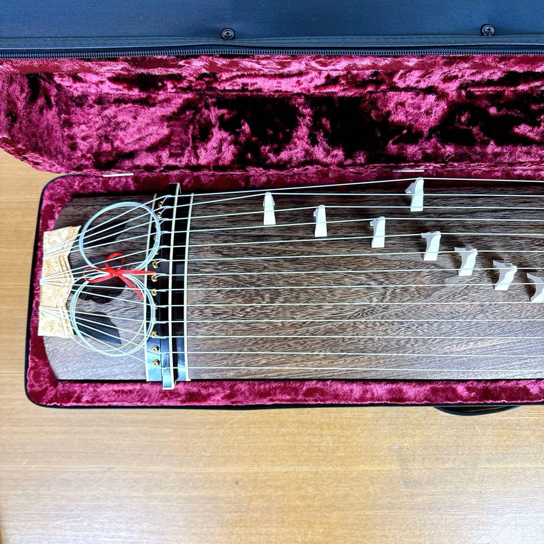 【美品】 ゼンオン 文化箏 高級 立柱ケース 13弦 全長86cm 琴 短琴 箏