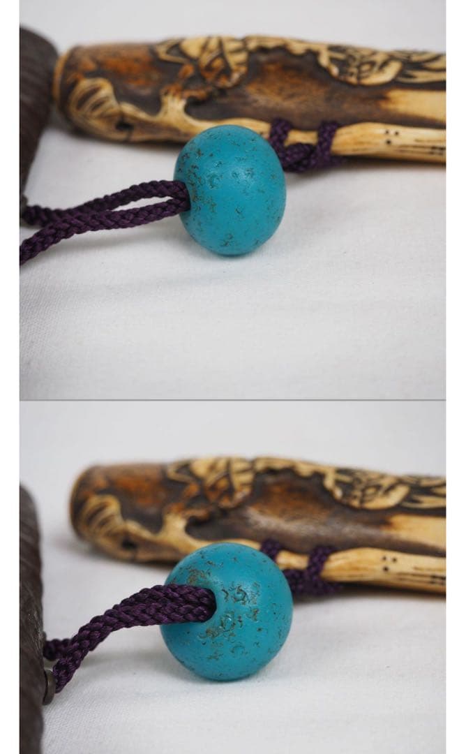 aunkyo送料無料　『正秋』造　本金金具煙草入　銀製象嵌煙管鹿角彫煙管入