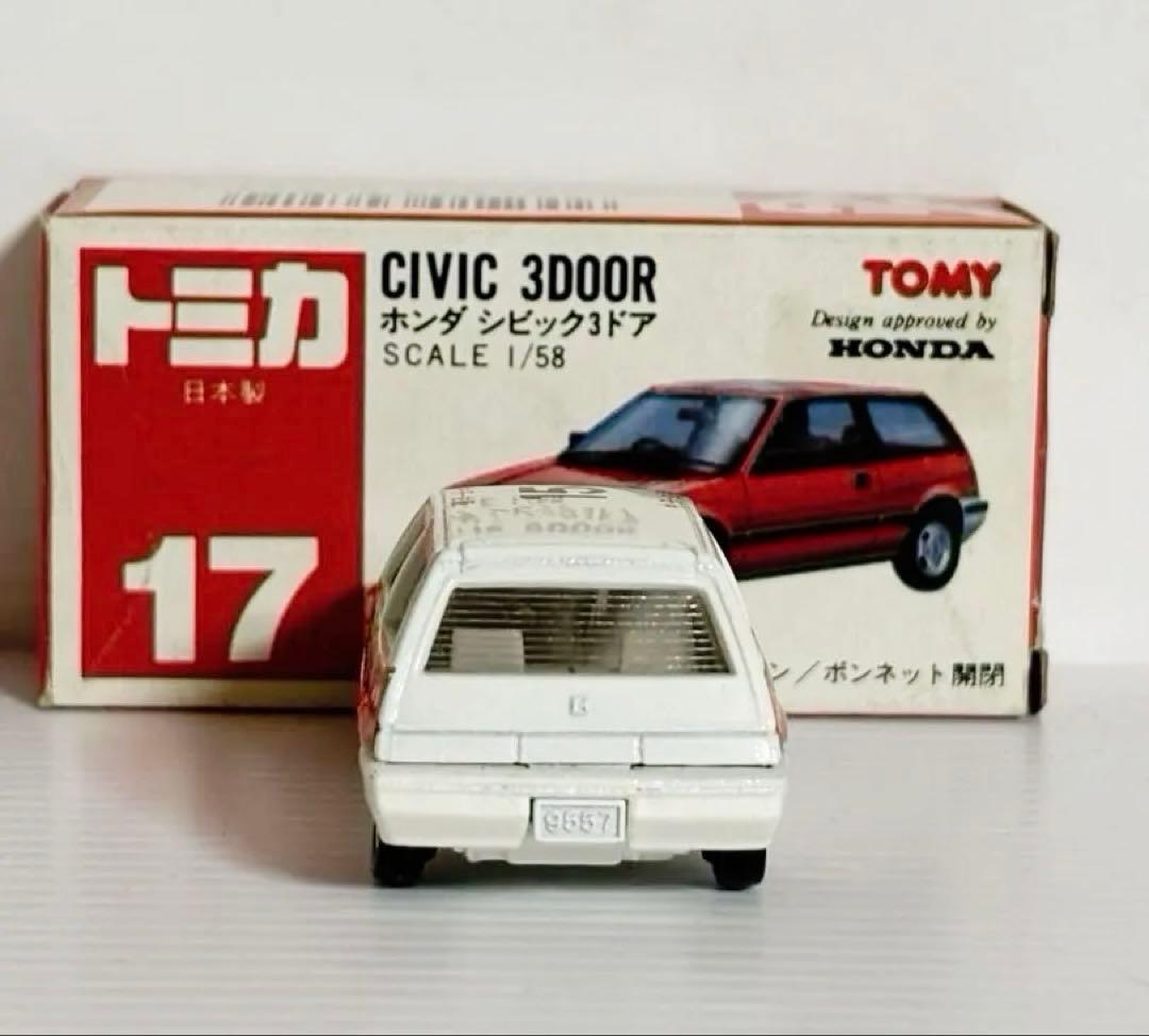 トミカ赤箱　No17 ホンダ シビック 3ドア (グループAフェア)ホワイト