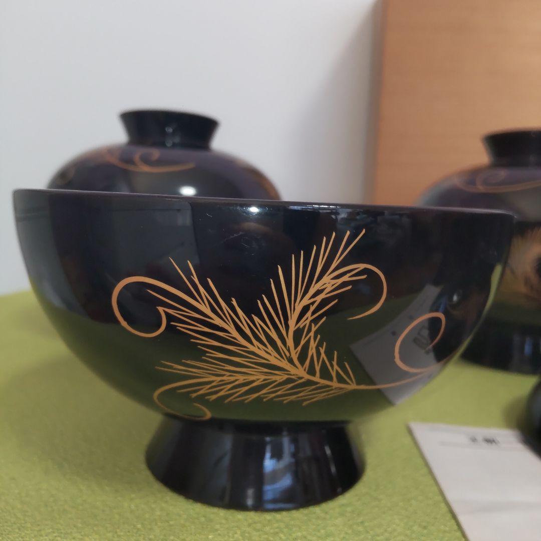 象彦 平安 蓋付 椀 5客 天然木 吸物椀 うるし 漆塗り 木箱付 伝統工芸
