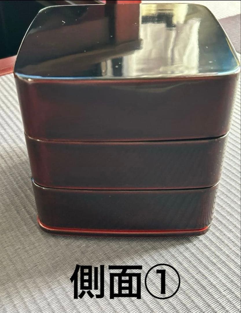 本うるし塗り　会津塗り　重箱　天然木　5寸（15㎝）　三段重　多分未使用　箱入り