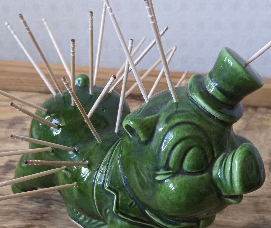 アメリカンヴィンテージ 陶器製 豚型 前菜、パーティー向け 楊子ホルダー