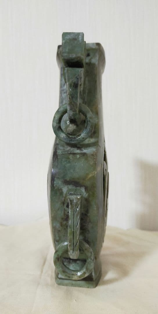 セール中❗!アンティーク美術品　天然玉石彫り花瓶　双耳龍紋　吉祥紋